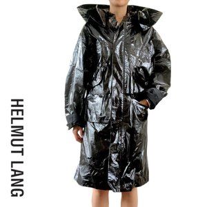 helmut lang trash bag vinyl huge detachable hood black rain coat free size